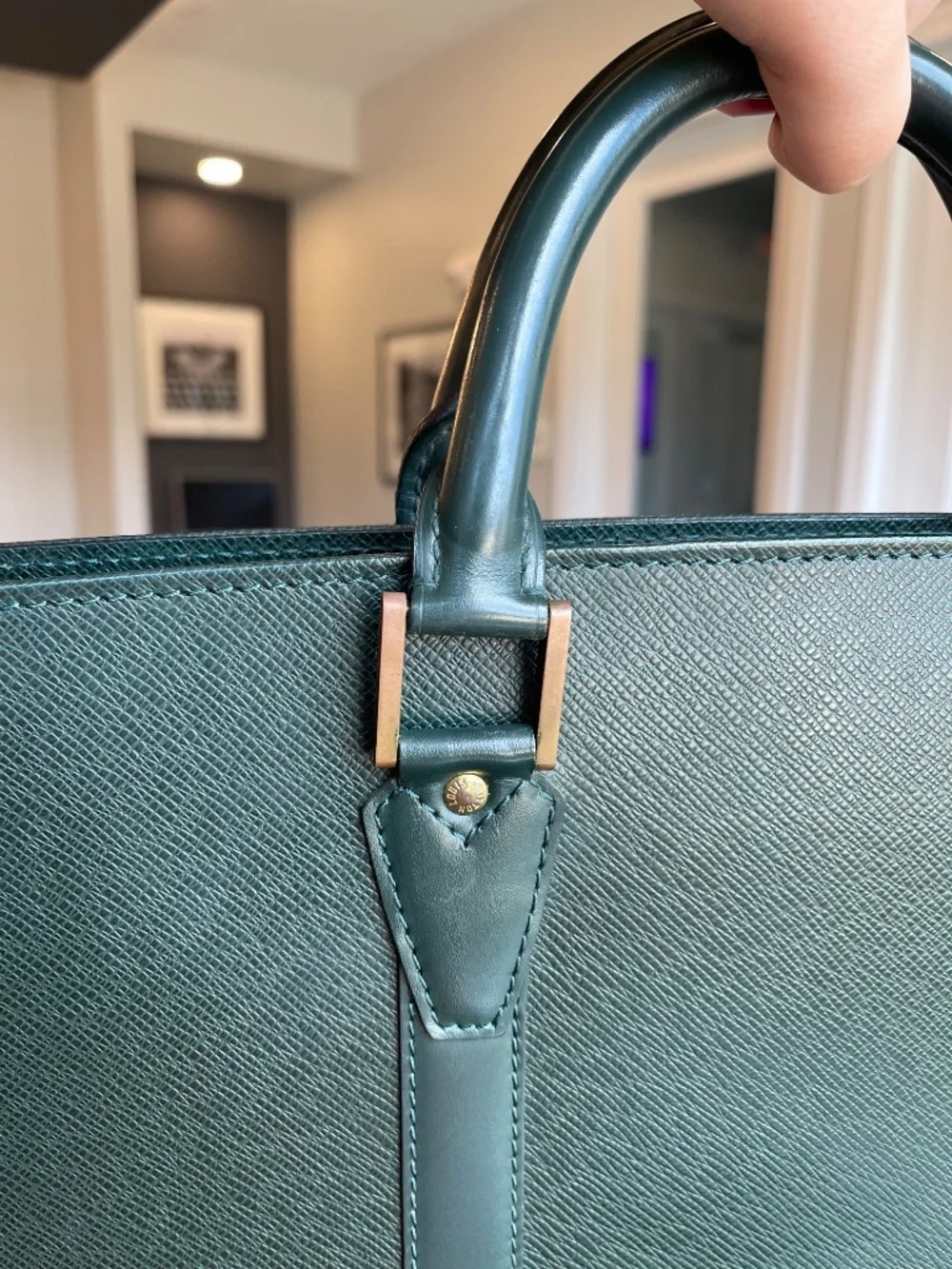 Louis Vuitton Green Taiga Leather Porte Documents Rozan Briefcase